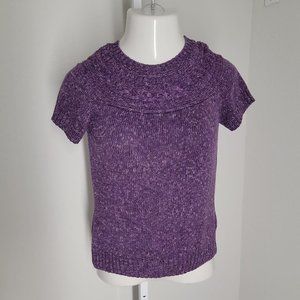 Daisy Fuentes Pullover Knit Sweater ~ Sz PM ~ Purple ~ Short Sleeve